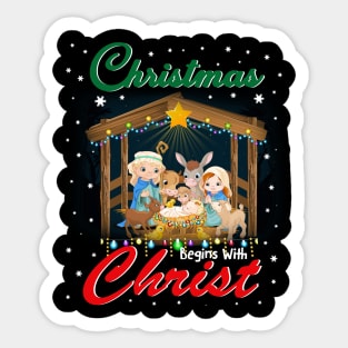 Christmas Begins With Christ TShirt Christian Holiday Jesu Sticker